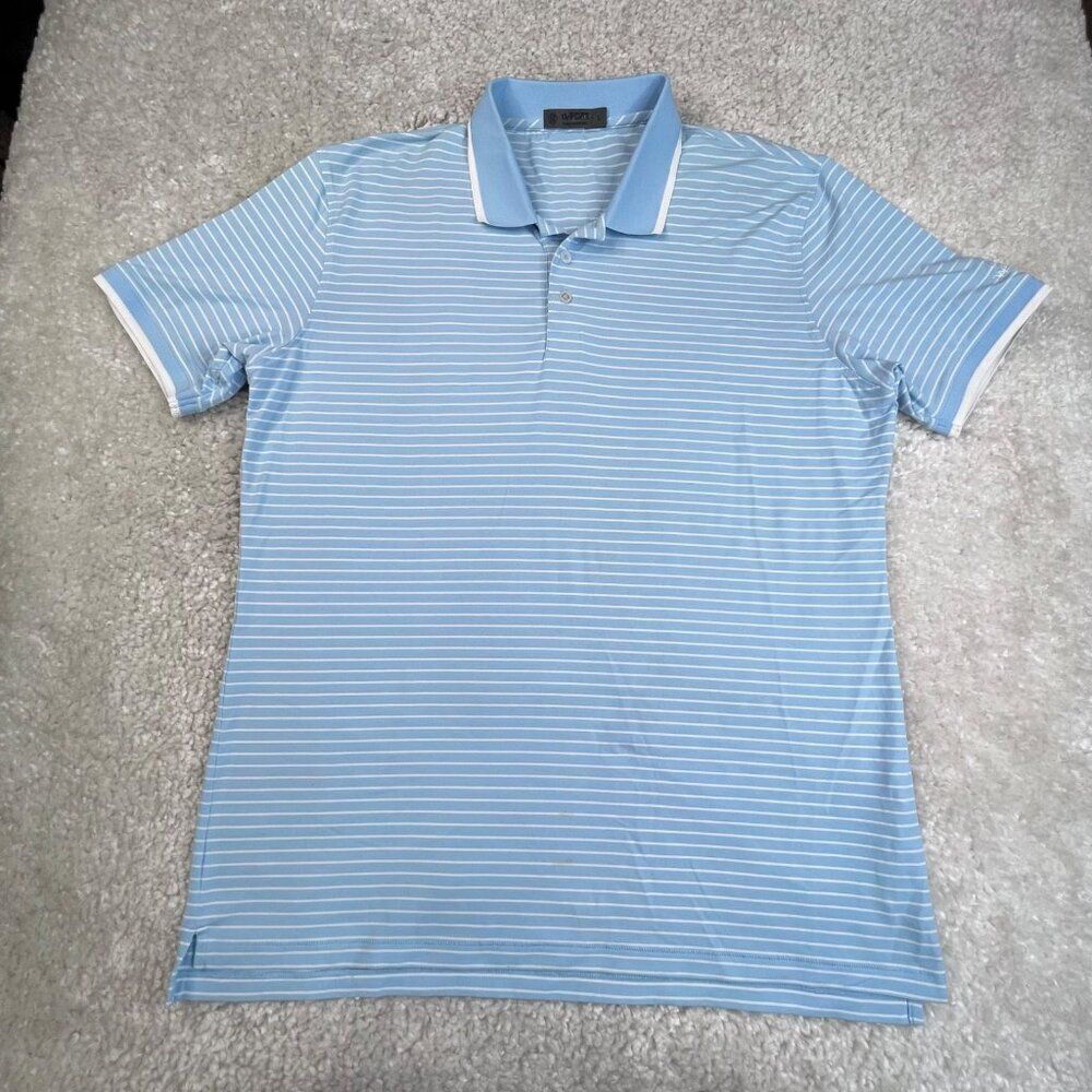 G/Fore Blue Perforated Stripe Polo Shirt Pacific Life Logo